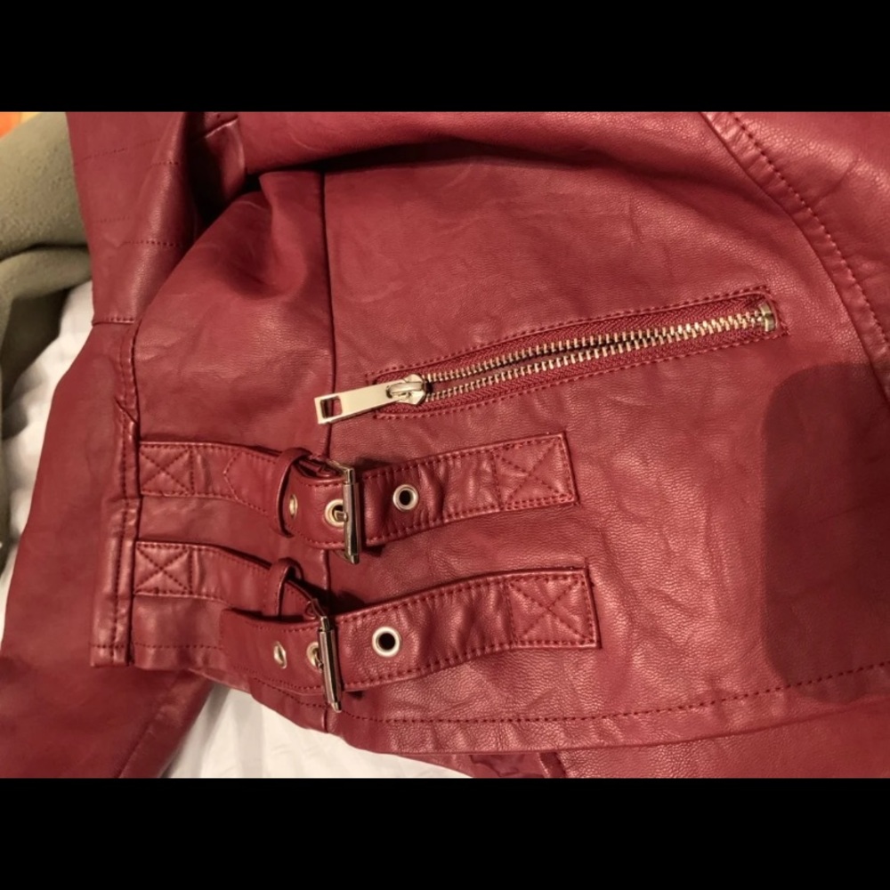 A.N.A Red Leather Jacket - Picture 4 of 5